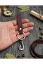 Hook Design Burgundy Genuine Leather Key Chain - 2