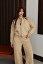 Women's 3 Thread Fleece Lined Robe Bomber Jacket Palazzo Suit 3130 - 4