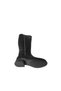 Yazkiş Women's Black Leather 38cm Ankle Length Boots with Stones on the Side and Flat Sole - 4