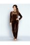 Imported French Velvet Ultra Soft Long Sleeve Round Neck Women's Pajama Set - 3