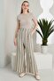 Buttoned Design Pocketed Linen Trousers Khaki Color - 3