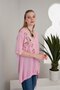 Viscose Fabric Bird Flower Printed Pink Summer Loose Women Blouse - 2
