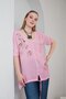 Viscose Fabric Bird Flower Printed Pink Summer Loose Women Blouse - 8