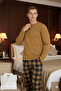 100% Cotton New Season Men's Modern Design Midi Collar Pajama Set
