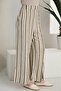 Buttoned Design Pocketed Linen Trousers Khaki Color