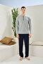 100% Cotton New Season Midi Collar Men's Stylish Design Pajama Set - 5