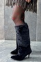 Yovana Black Plush Knee-High Women's Heeled Boots - 7