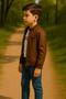 Barkod Ki̇ds935-11-25 Boy's D Leather-Look Jacket – White T-Shirt and Jeans Combination - 2