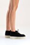 Genuine Suede Black Thick Soled Women's Bootie - 6