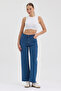 Women's Hakan Jeans Stretch Wide Leg Blue High Waist Denim Pants - 2