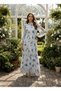 Flowered Long Sleeve Lined Dress - 3