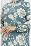 Viscose Fabric Patterned Dress with Elastic Sleeves 2037-04 Green - 5