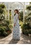 Flowered Long Sleeve Lined Dress - 5