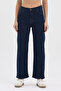 Women's Hakan Jeans Flexible Wide Leg Dark Blue Stretch Fabric High Waist Denim Trousers