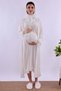 Cotton Piece Maternity and Breastfeeding Nightgown Set with Hijab and Robe Effortt - Ecru - 2