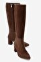 Sejas Brown Genuine Leather Suede Women's Heeled Boots