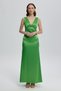 Green Back Detailed Elara Satin Dress