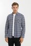 Collar Buttoned Long Sleeve Snap Closure Double Pocket Flap Koton Plaid Men's Shirt - 2