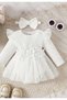 Elegant Floral Patterned Lace Detailed Tulle Bodysuit Dress, Dress Bodysuit