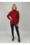 Women's Red Thick Knitted Turtleneck Sweater - 4