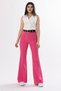Women's Summer Pink High Waist Spanish Flare Pants with Belt Casual Daily Office Stylish 3950 - 3