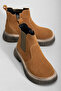 Children's Unisex Tan Suede Thick Serrated Thermo Sole Zippered Elastic Chelsea Boots