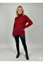 Women's Red Thick Knitted Turtleneck Sweater - 3