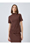 Brown Ribbed Knit Top and Skirt Co-ords - 2