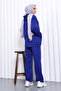 Dark Blue Two-Thread Hijab Set with Label on the Front - 4