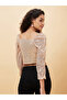 Women Beige Embellished Sweetheart Crop Top - 3