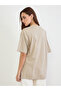 Beige Embroidered Floral Oversized T-Shirt - 5
