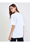 White Embroidered Slogan Oversized T-Shirt - 5