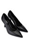 Women's Genuine Leather Black Leather Heeled Shoes - 2