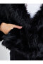 Women Black Regular Fit Cropped Faux Fur Jacket - 4