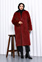 Burgundy Pocketed Fur Coat
