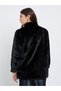Black Faux Fur Longline Coat - 6