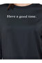 Women Black Slogan Print Oversized T-Shirt - 3