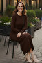 Patterned Long Knit Dress R7148 Brown - 3