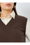 Brown Sweater Vest with Long Sleeve Shirt - 3