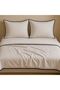Eva Cotton Navy Blue Piped Double Size Plain White Duvet Cover Set - 2