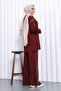 Burgundy Piped Tunic Modal Suit with Trousers - 4