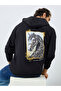 Oversize heavy Fleece hoodie with Horse Print and Emb at front and back with Kangaroo pocket