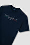 Men's 100% Cotton Regular Cut Round Neck Short Sleeve Navy Blue T-Shirt - 5