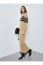 Women Beige Striped Polo Neck Knit Top - 2