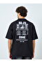 Black Graphic Print Oversized Crew Neck T-Shirt - 4
