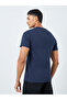 Navy Blue Solid Crew Neck T-Shirt - 4