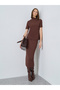 Brown Ribbed Knit Top and Skirt Co-ords