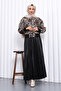 Black Leopard Patterned Jacket Skirt Suit - 2