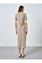 Beige Ribbed Knit Top and Skirt Co-ords - 5