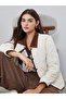 White Solid Quilted Padded Jacket with Button Front